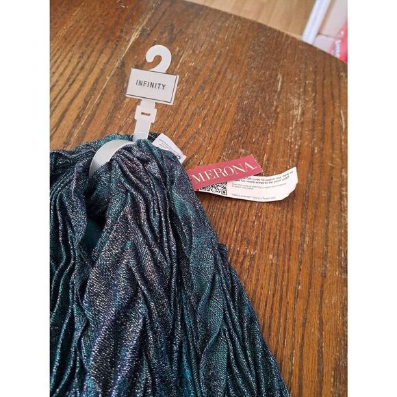 New Merona 2014 Infinity Scarf Jam Loop Scarf Turquoise Black Silver Wrap NWT - Picture 5 of 6